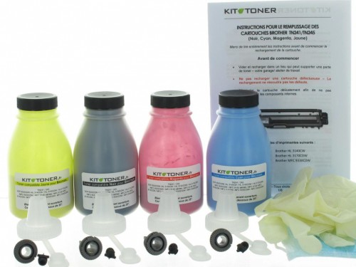 Kit de recharge toner compatible 4 couleurs pour imprimante BROTHER DCP  9020CDW