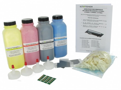 Kit de recharge toner compatible 4 couleurs pour imprimante