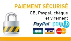 Paiement sécurisé CB, Paypal, Chèque, virement